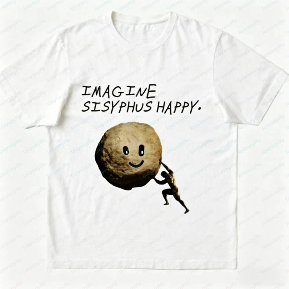 Camiseta con diseño de Sísifo feliz, Albert Camus, el mito de Sísifo, camiseta literaria divertida, filosofía, regalo ironista absurdista, ropa para mujer