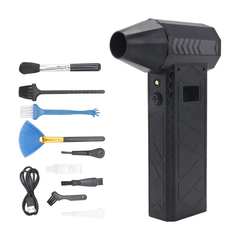 

AT51-ручной вентилятор, мини-воздуходувка 130000 об/мин, электрический бесщеточный двигатель, промышленный вентилятор с 3 скоростями ветра, черный