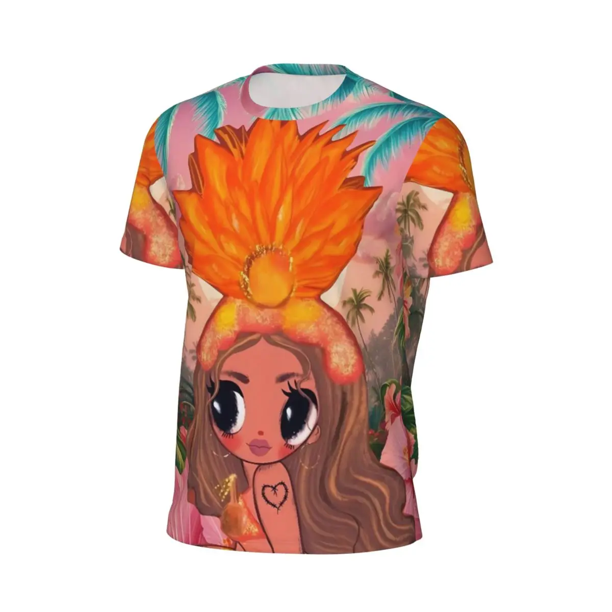 K-Karol G Pink Hibiscus Tropical Jungle Art T-Shirt Running T-Shirts Short Sleeves Quick Dry Tshirt Casual Plus Size Clothes