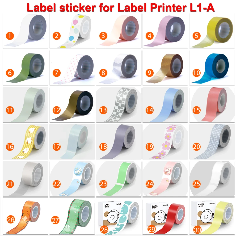 1Roll Thermal Label Sticker for MakeID MAKEID M1/L1/E1 Mini/Mini HD Thermal Label Printer Labeller Sticker 16/12mm Labeling Tape