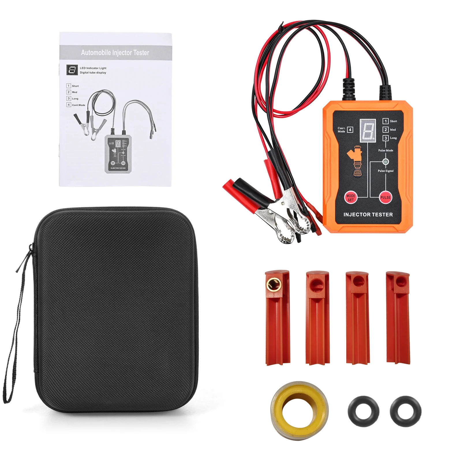 

Universal Fuel Injector Tester and Cleaner Tool Kit, 8 Pulse Modes, with 4 Injector Cleaner Adapters, Short Circuit Protection
