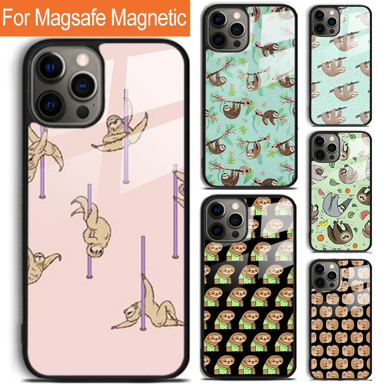 Sloth Animal Cute Phone Case For iPhone 16 15 14 13 12 11 Pro Max Plus Magsafe Magnetic Wireless Charging Cover