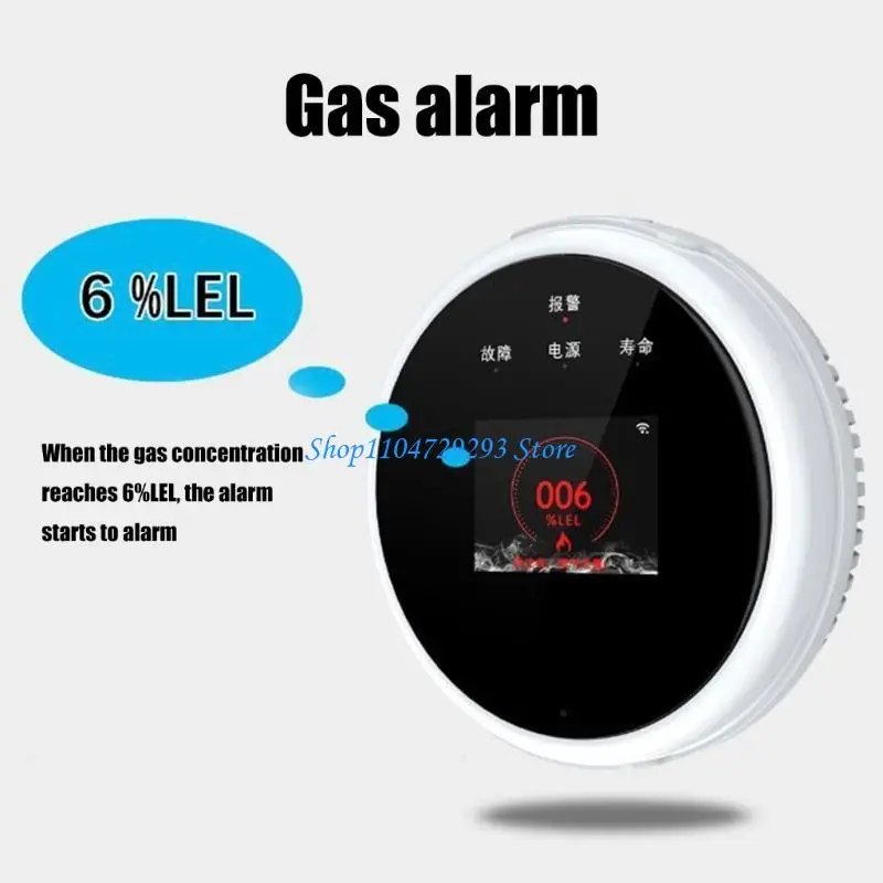 Y2GD WiFi Gas Sniffer Household Natural Gas Methane Leak Detector with Time Display Voice Warning LPG Detector for Home