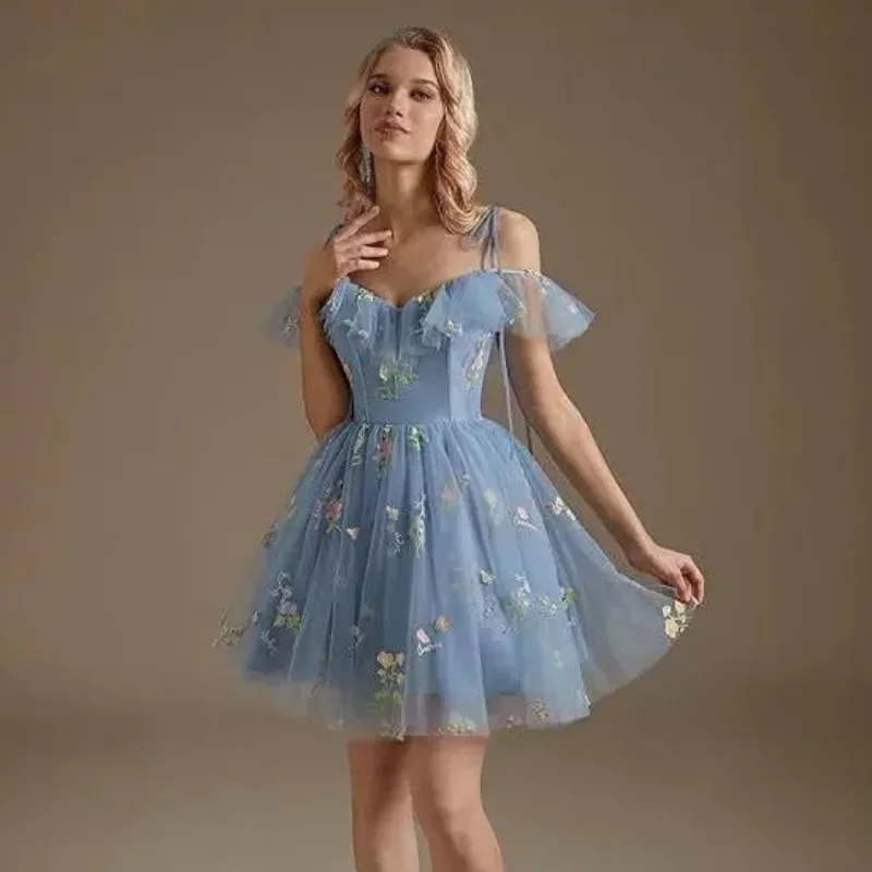 

Модное и элегантное вечернее платье на подтяжках, короткое платье 2026, новое сетчатое облегающее и утягивающее платье для церемонии взрослых