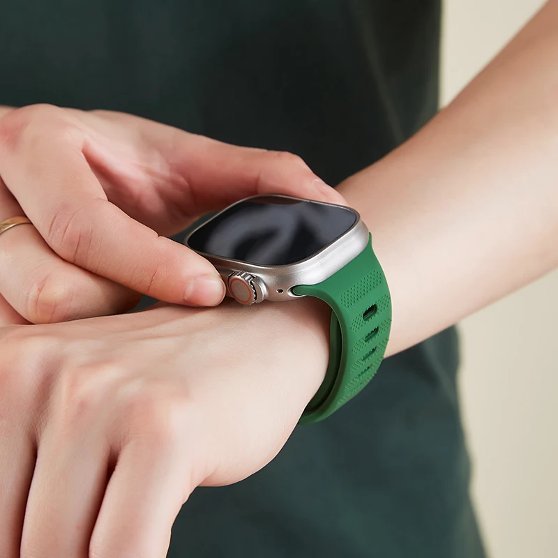 Bracelet sport en silicone pour Apple Watch Band, 40mm, 45mm, 42mm, 41mm, 49mm, 44mm, Bracelet ultra souple pour iWatch Series 7, SE, 3, 4, 5, 6, 8, Correa