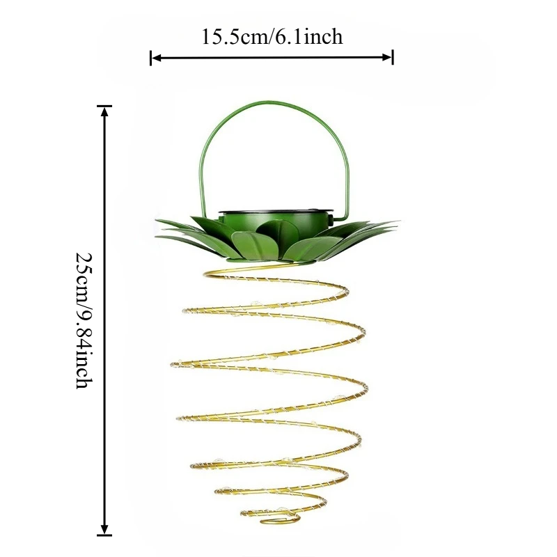Solar Charging Light LED Copper Wire Light String Pineapple Iron Lantern Outdoor Waterproof Garden Decorative Hanging Lights