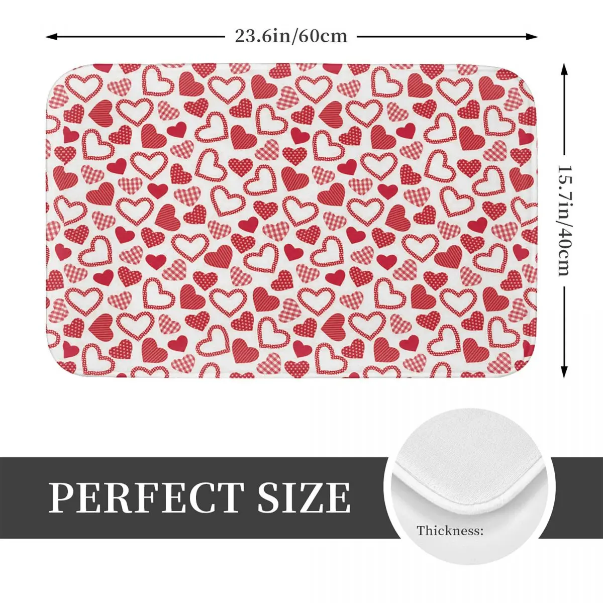 Pink Love Hearts Cute Non-slip Doormat Floor Mat Sand Scraping Carpet Rug for Kitchen Entrance Home Bathroom Footpad Mats