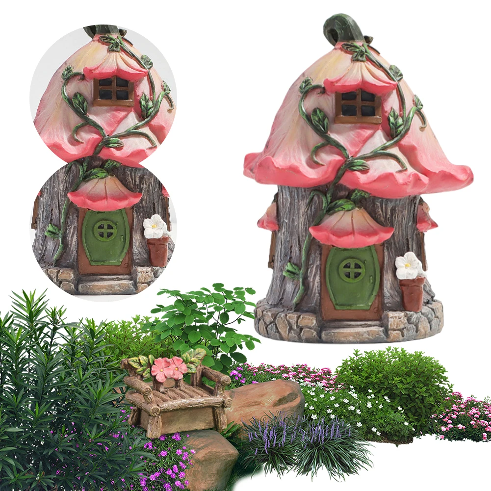 Micro Landscape Ornaments Resin Adorable Fairy Garden House Chair Mini Fairy Cottage House for Fairy Garden Decoration