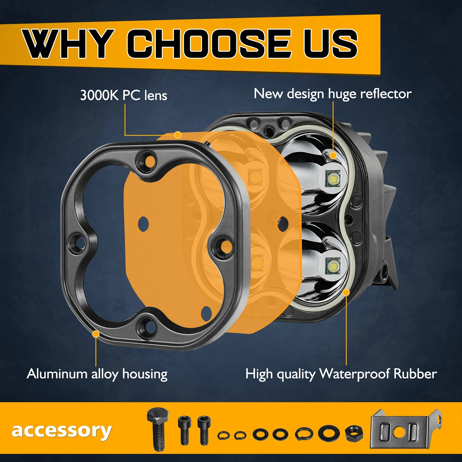 For Ram 1500 2019-2024 A-pillar Hood Mount 3'' Inch 80W LED Fog Cube Pods Amber Off Road Driving Lights Spot Work Light Bar Dual
