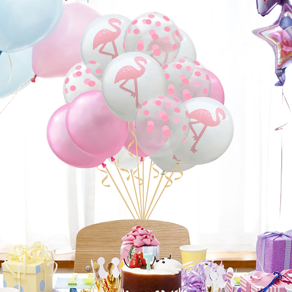 

15 Pcs Flamingo Balloon Set Hawaii Party Hawaiian Balloons for Polka Dot Tropical