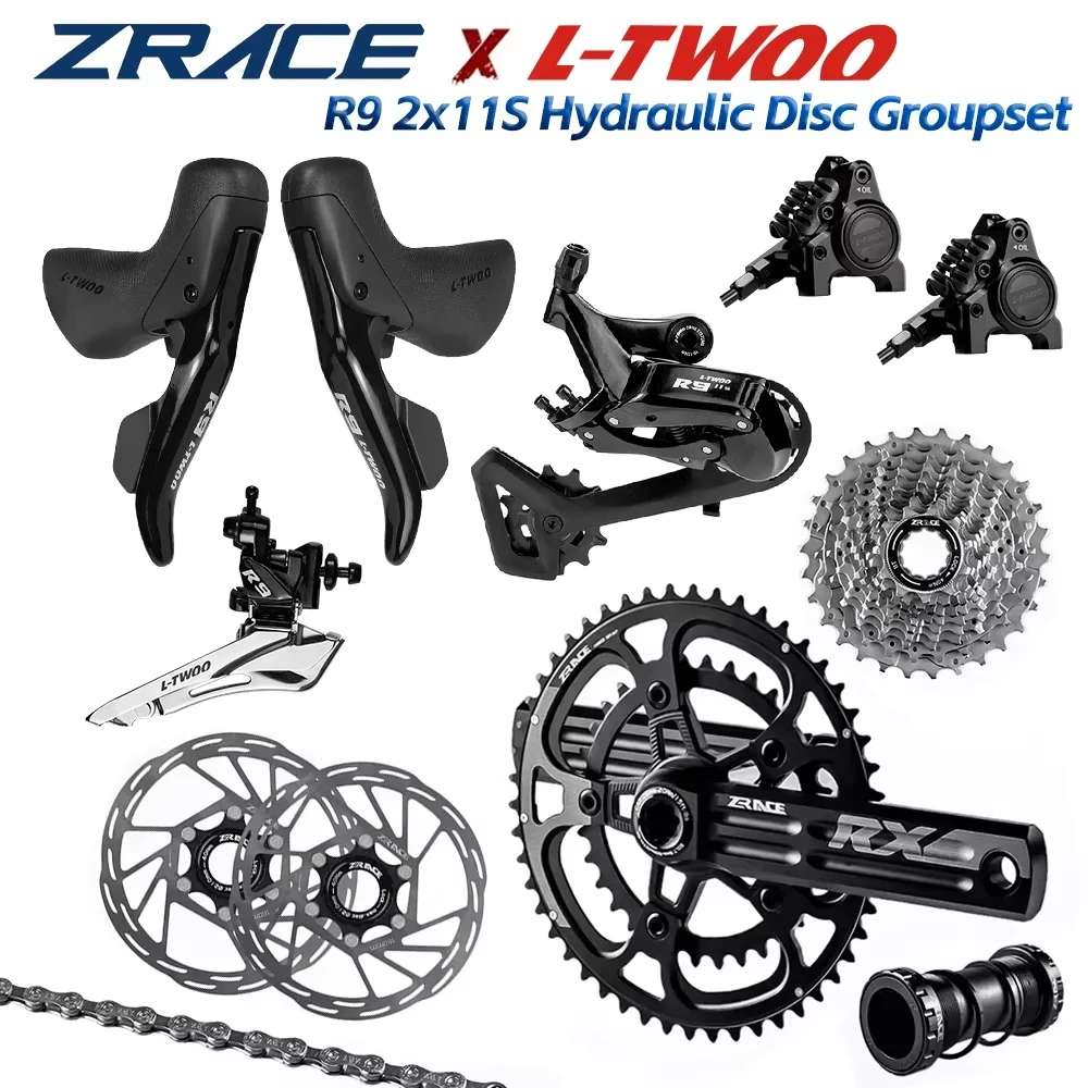 LTWOO R9 2x11s Hydraulic Disc, 22 Speed Road Groupset + ZRACE Crank Cassette SUMC & DYC Chain, for Road Bike / R7020 R8020