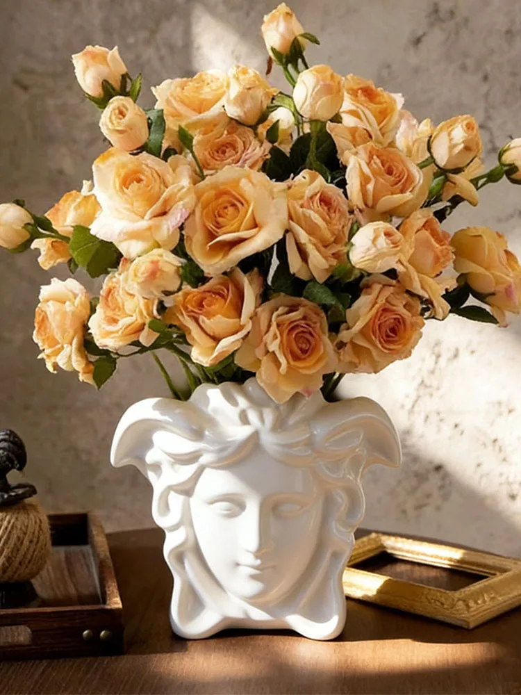 Griechischer Blumentopf im Gesichtsdesign für Trockenblumen und Kunstblumen, Dekoration für Wohnzimmer, Schlafzimmer, Geschenk – Detail 2