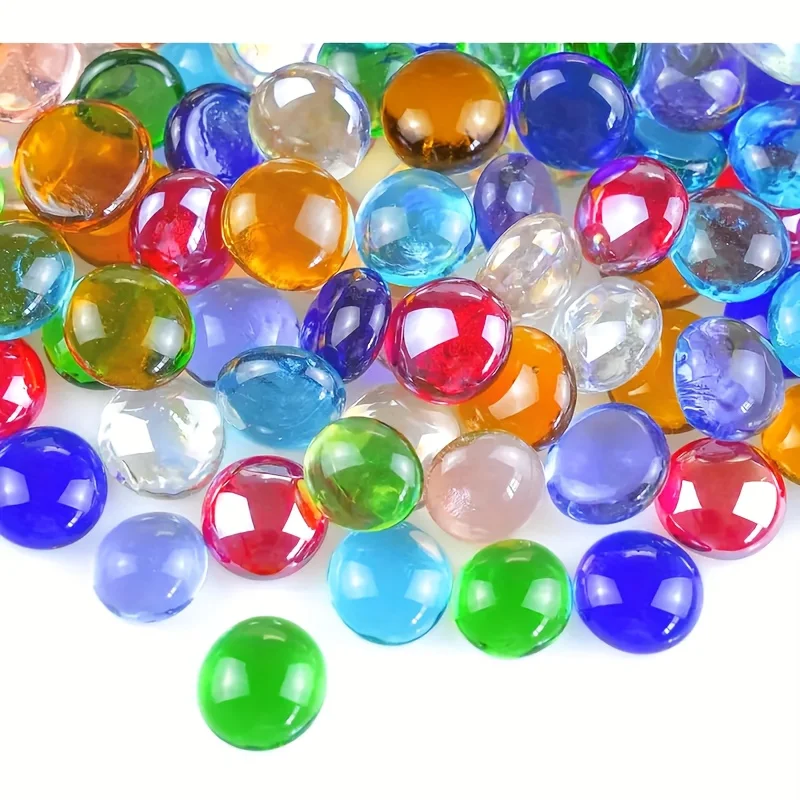 flat glass beads, Flat and round synthetic gemstone glass, Colored glass beads, Home decoration, Decorative stones for aquariums
