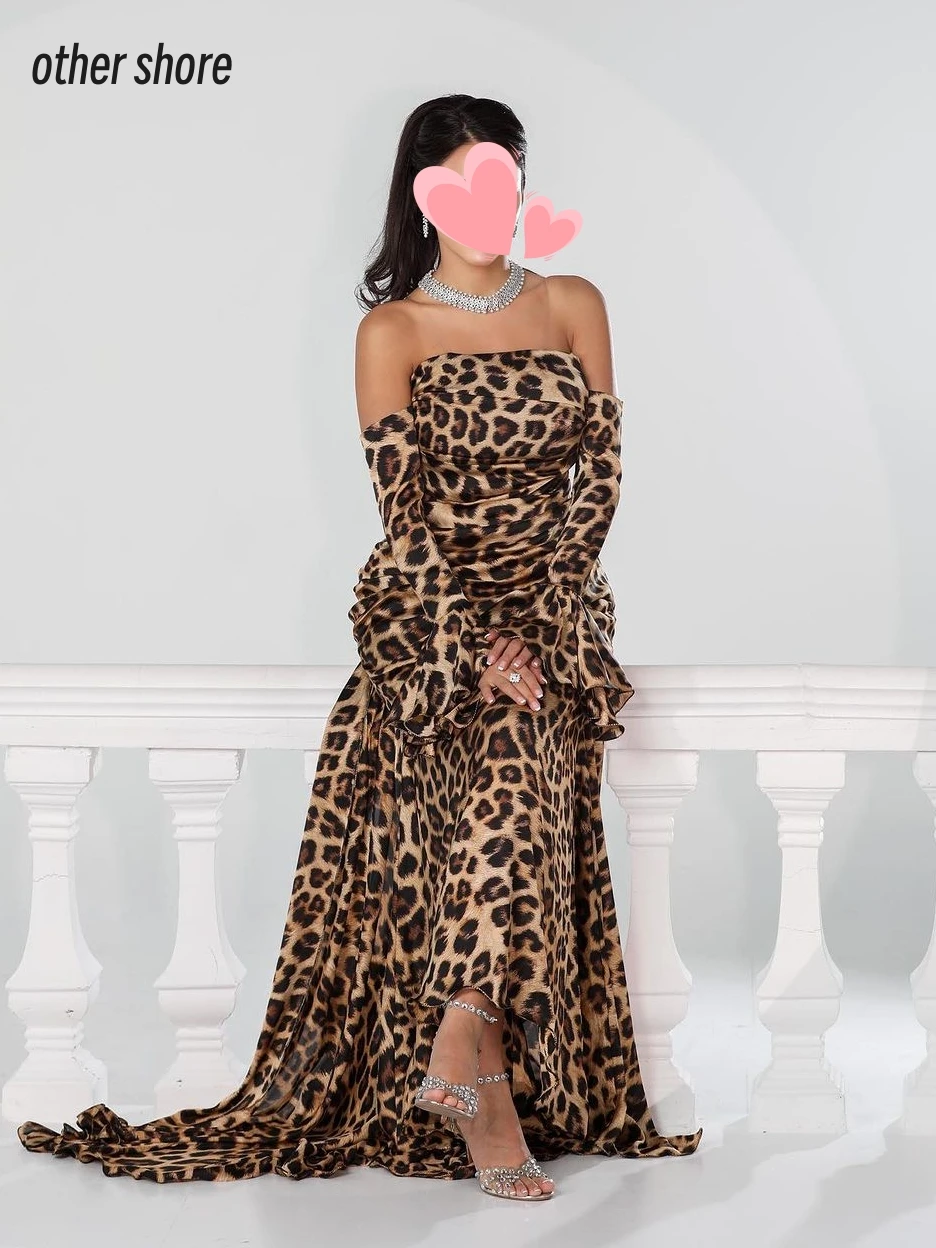 Other Shore Elegant Vintage Sexy Leopard Print Mermaid Boat Neck Customize Formal Occasion Prom Dress Evening Party Gowns