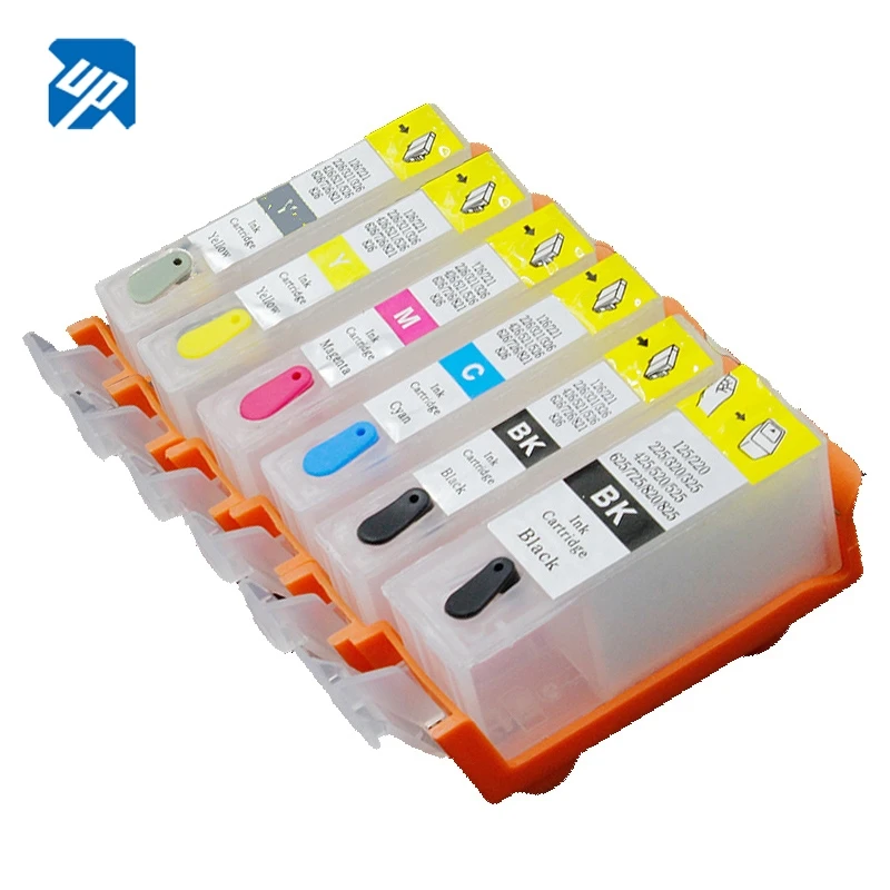 6pcs PGI525  Refillable ink Cartridges for Canon MG6150 MG6250 MG8150 MG8250 printer PGI-525 GY