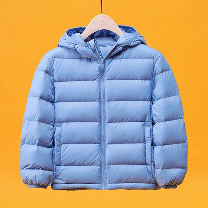 0-10℃ Kids Duck Down Jackets 2026 New Ultra Light Hooded Winter Coats for Boys Girls Portable Windproof Puffy Parkas 13T 14T