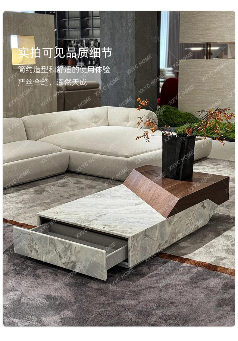 

Natural marble high-end Italian minimalist living room home creative architecture coffee table