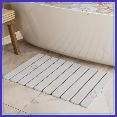 Tappetino da bagno pieghevole in diatomea Tappetino in pietra super assorbente antiscivolo ad asciugatura rapida per bagno cucina 23,5x15,4 pollici bianco