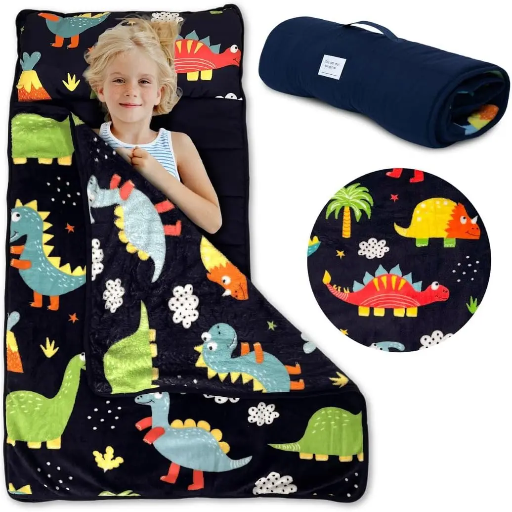 

Мягкий портативный коврик для сна с подушкой - Сертифицированный Oeko-TEX спальный коврик для детских садов, дошкольных учреждений, путешествий и дома - Можно стирать в машине