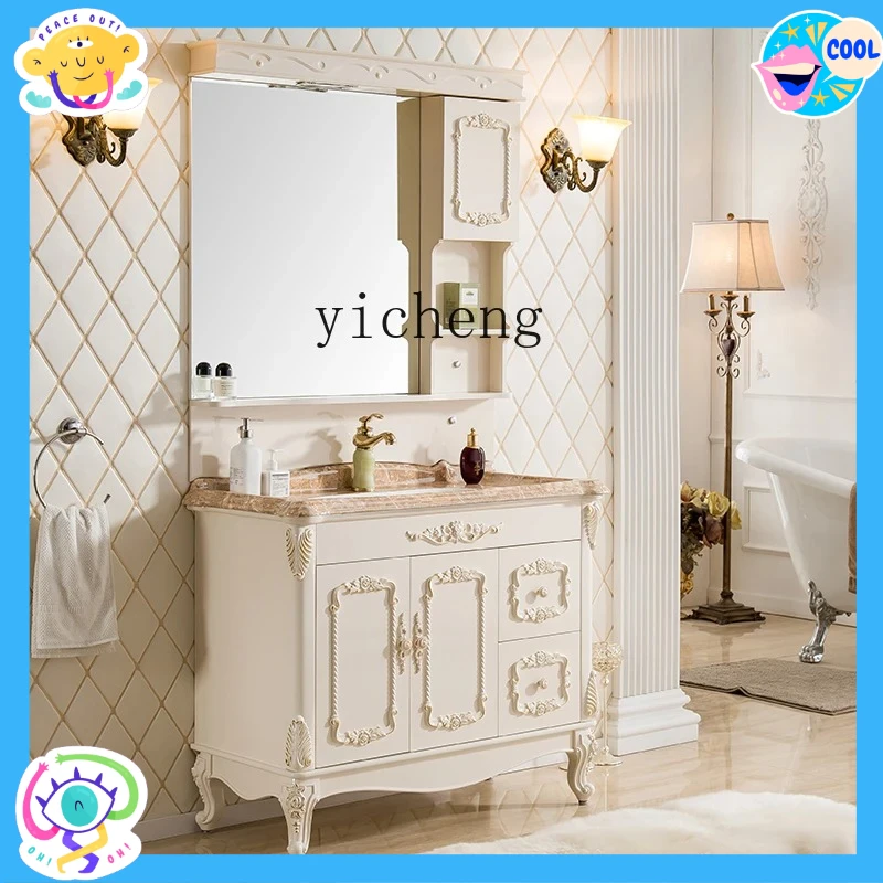 

O2-9 European bathroom cabinet combination PVC cabinet simple European washbasin cabinet bathroom retro washstand
