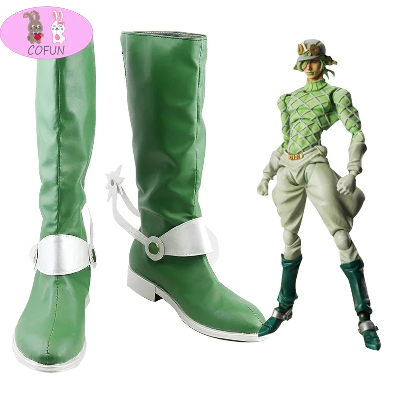 

COFUN аниме JoJo Bizarre Adventure обувь для косплея Guido Mista зеленые высокие ботинки