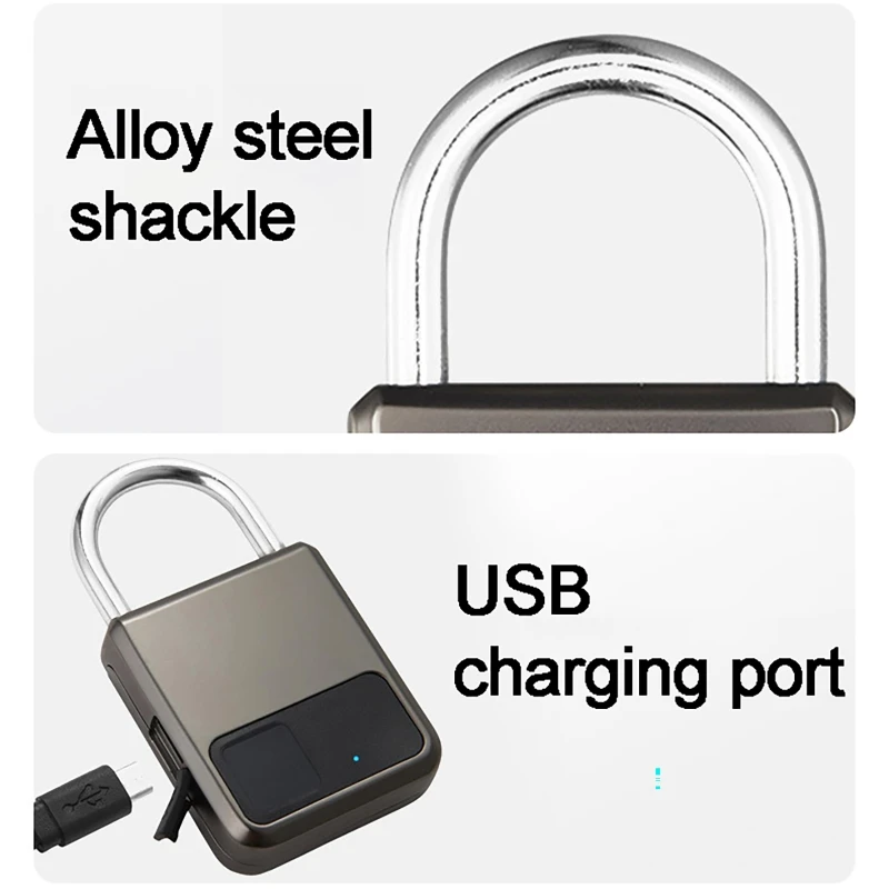 Tuya Smart Padlock 20 Number Fingerprints Locks Anti-Theft USB Charge Security Locker for Bike Gym Door Unlock Luggage Lockers