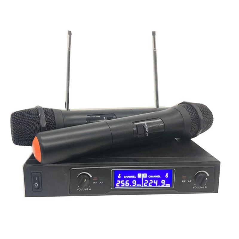 Microphone 2 Channel Cordless Dual Digital LCD Display Microphone System Kit Fit For Party US Plug