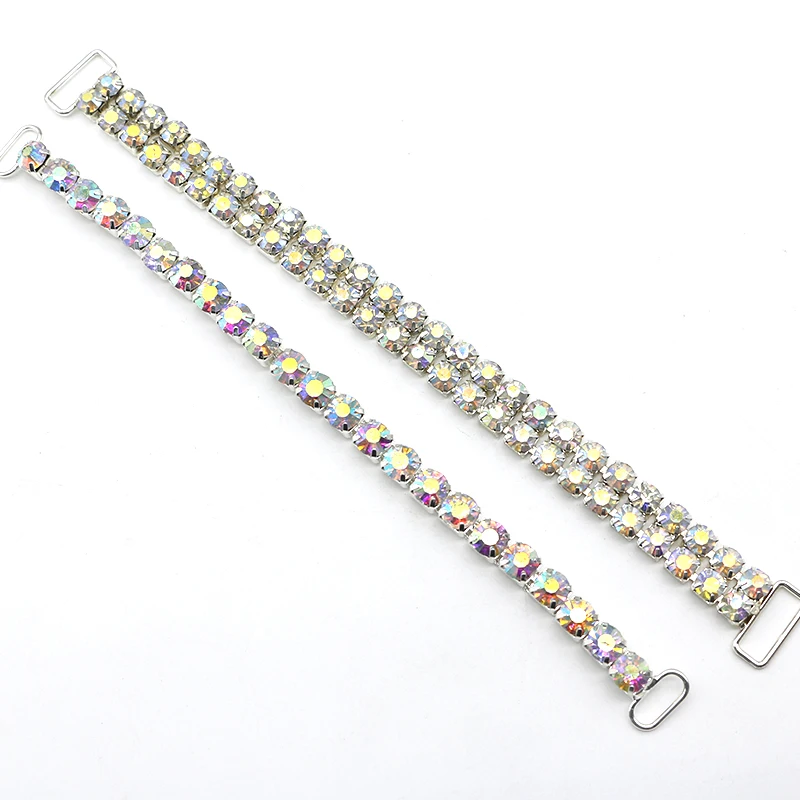 2Pcs/Lot Silver Colored Water Diamond Crystal Swimsuit Chain Accessories DIY Bikini Shoulder Strap Decorative Buckle