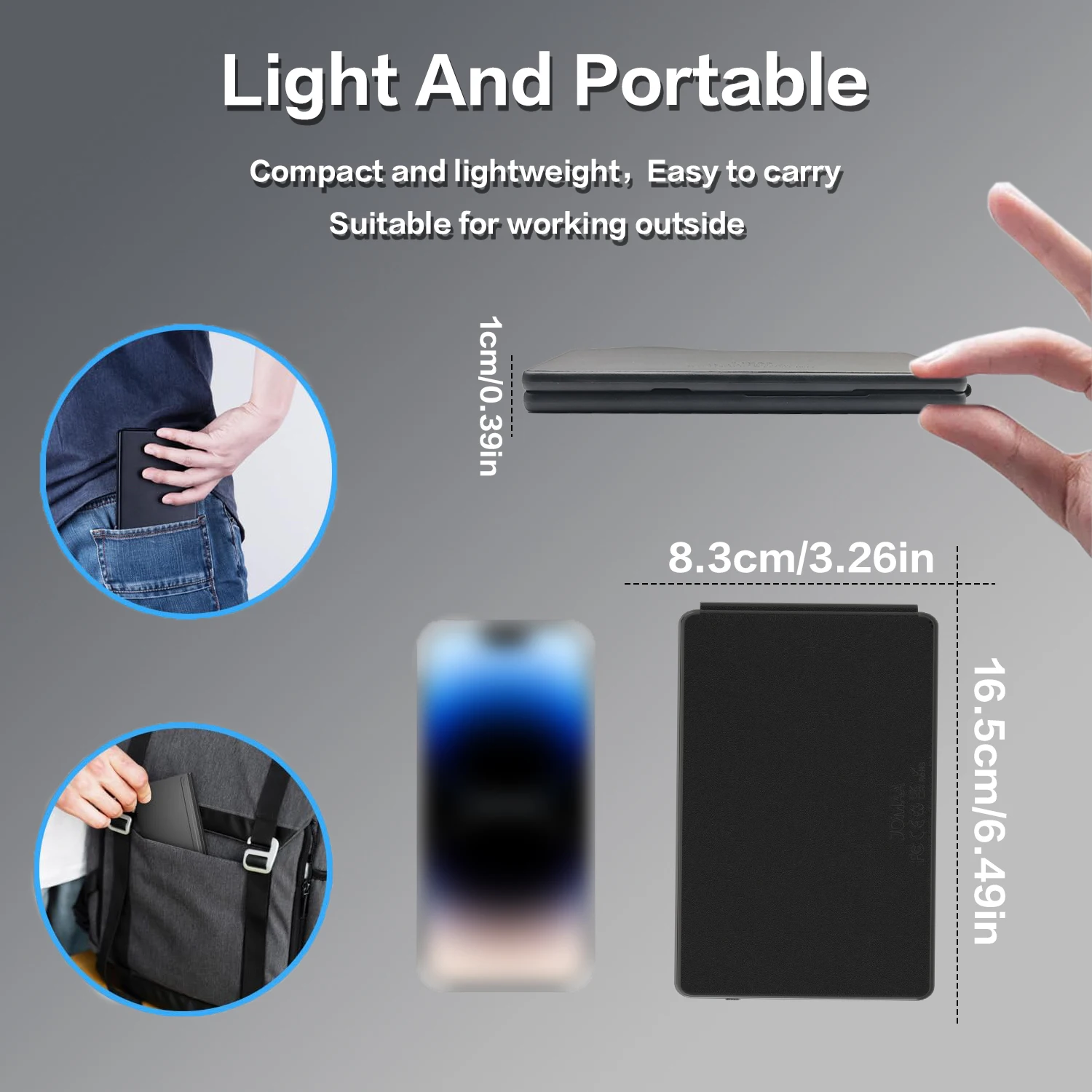 Jomaa mini teclado portátil para smartphone, teclado sem fio dobrável Bluetooth com touchpad para iphone 17 pro max