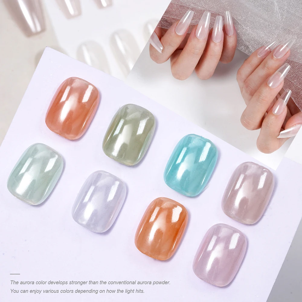 White Chrome Nail Powder Kit Mirror Aurora Plated Fairy Pearl Mermaid Paint Pearl Glitter Dust Nail Art Body Glitter