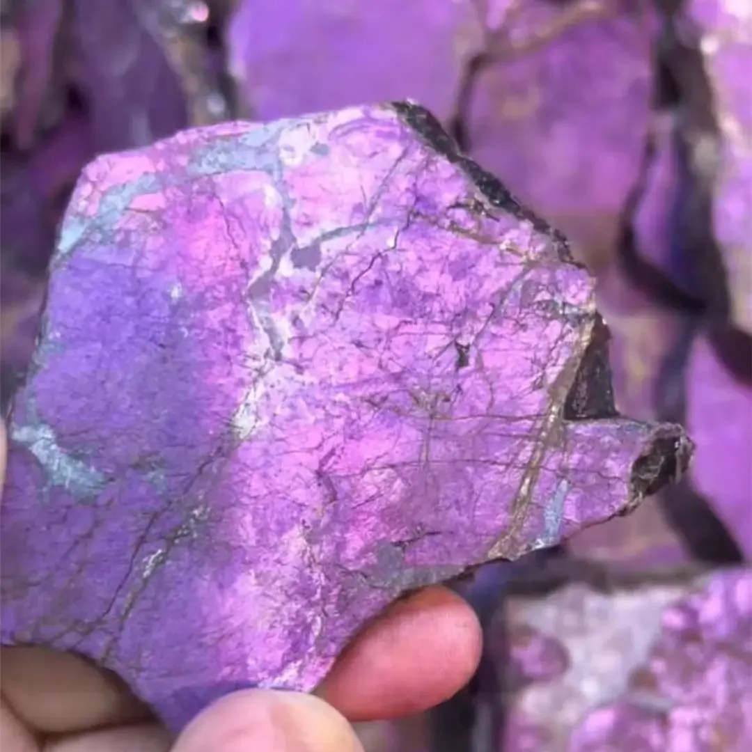 Rare Natural Purpurite Crystal Cutting Slice Mineral Specimens Purple Gemstone Pigment Mine Quartz Collectibles Decor Rock Slab