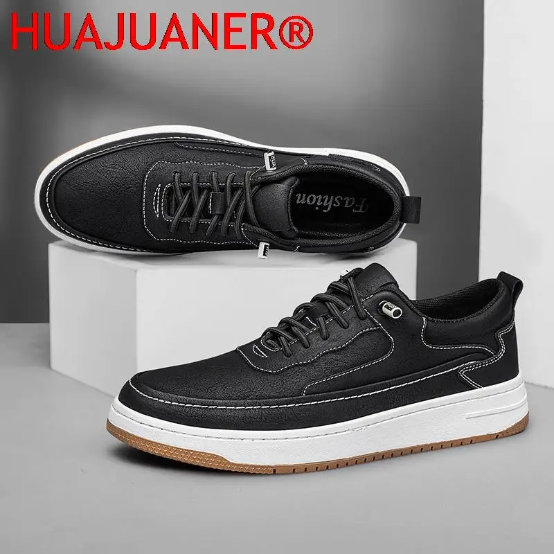 New Design Genuine Leather Mens Casual Shoes All Season Lace Up Men Sneakers Outdoor Walking Sport Shoes for Men Skate Shoes Men