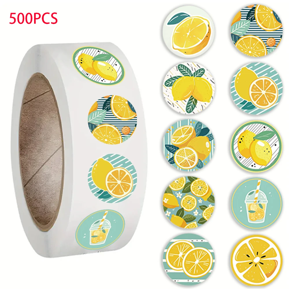 500 sheets/roll fresh lemon cartoon exquisite roll stickers DIY skateboard notebook creative sealing tape stickers