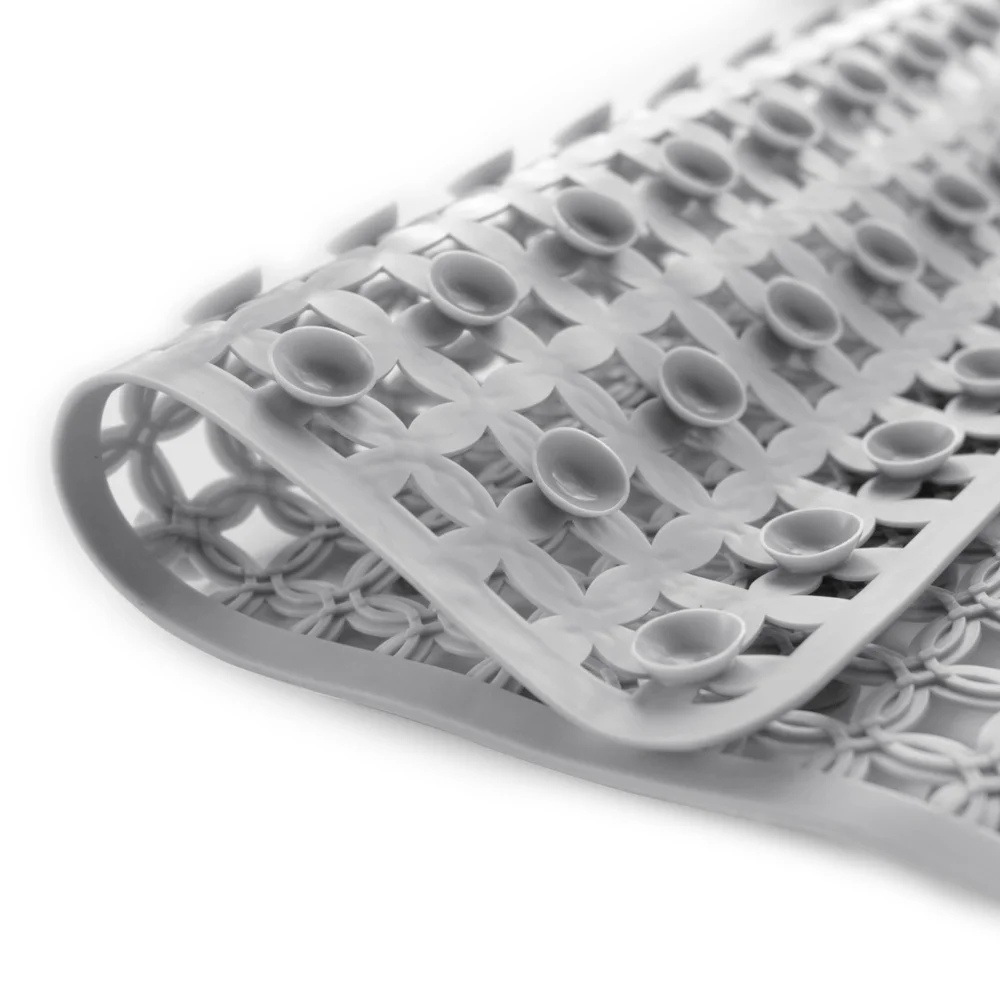 Mildew Resistant Bathtub Mat 15x27 Soft Textured Shower Mat with Suction Cups Machine Washable Non-Slip TPE Gray