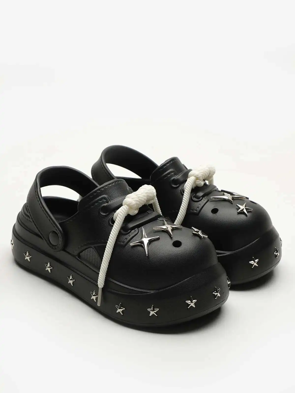 Summer Thick-Soled Sandals For Women, Fashionable Punk Style Slippers Man Garden Shoes Outdoor Closed-Toe Couple Clogs,