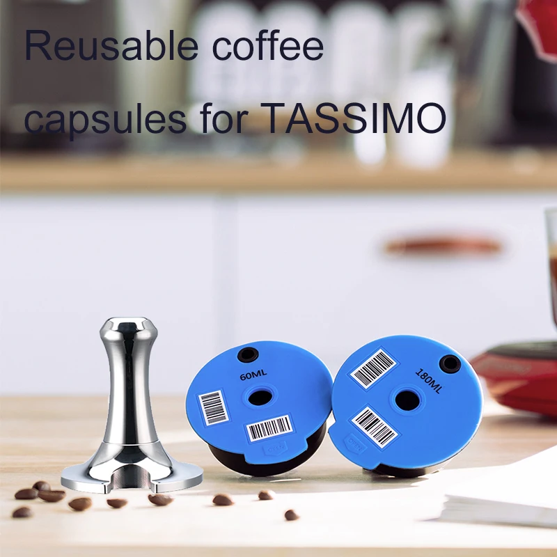 60ml/180ml refillable coffee capsule body cup lid parts for tassimo bosch reusable coffee machine coffee filter box espresso