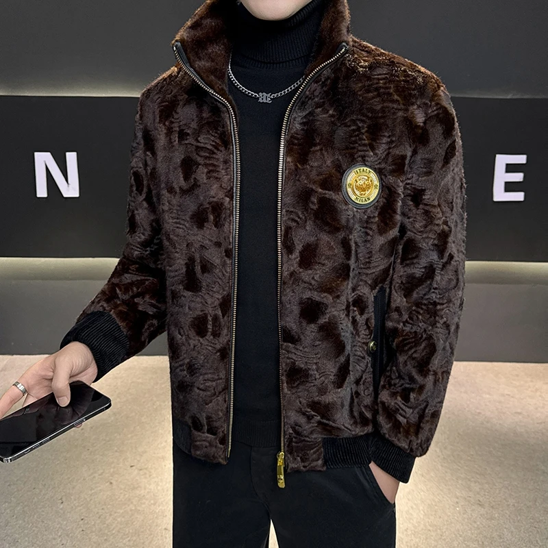 2026 Nuovo Autunno Inverno uomo finto cappotto di pelliccia di visone risvolto spesse giacche calde moda uomo eco-friendly cappotti caldi giacche da uomo