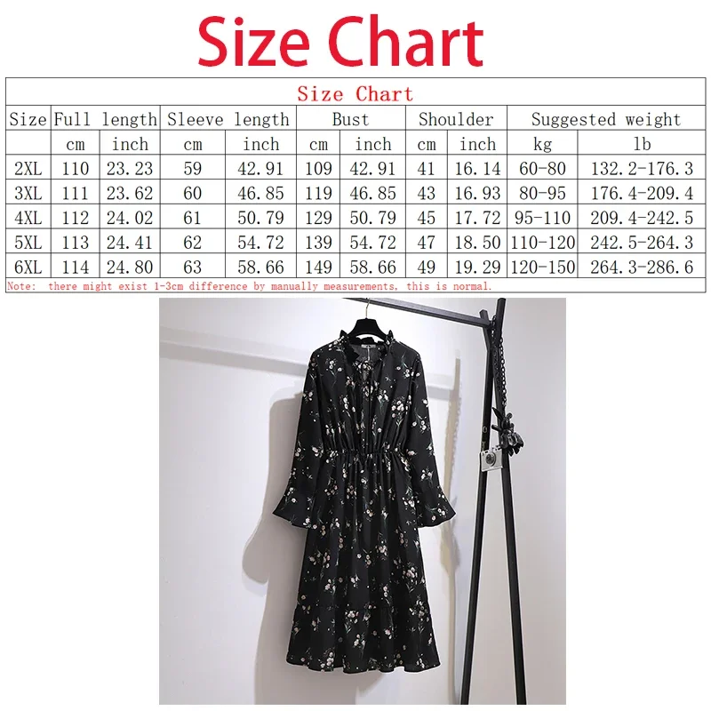 Big Size Women Clothing Fashion Female Loose and Show Slim Floral Printed Dress 2023 Spring New Large Size Chiffon Dresses 6XL