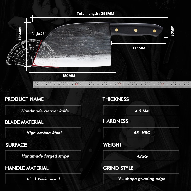 New Handmade Forged Chinese Cleaver Chef Knife Clad Steel Vegetables Meat Slicing Knife Professional Kitchen Cooking Tools
