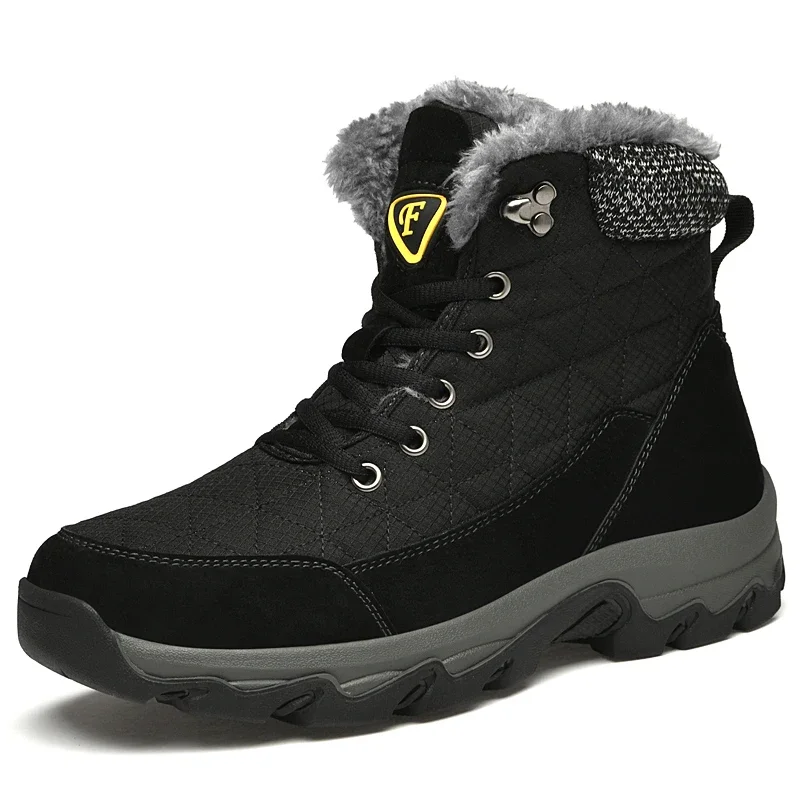 Marke Winter Männer Schneeschuhe Pelz Plüsch warmes Leder Männer Stiefel wasserdichte Stiefeletten Outdoor rutsch feste Wanderschuhe Arbeits schuhe