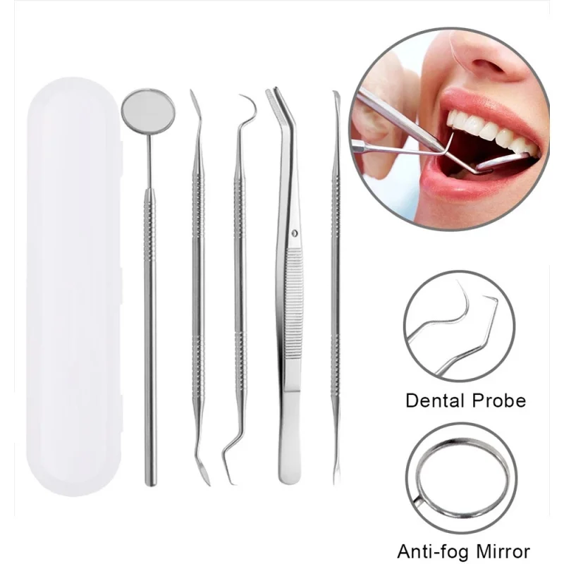 3/4/5Pcs Set Stainless Dental Tool Set Dentist Tooth Clean Hygiene Picks Mirror Kit Oral Health Tooth Cleaning Inspection Tartar