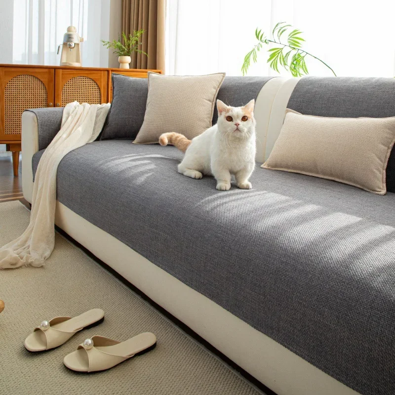 2026 New High-end Sofa Cover Universal in All Seasons Fixed Non-slip for Livingroom Straight Row Advanced Sofa Seat Cushion