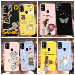 For Samsung Galaxy M31 Case SM-M315F Cute Bear Cartoon Painted Cover Soft TPU Phone Case For Samsung M31s M 31 Galaxy M31s Shell