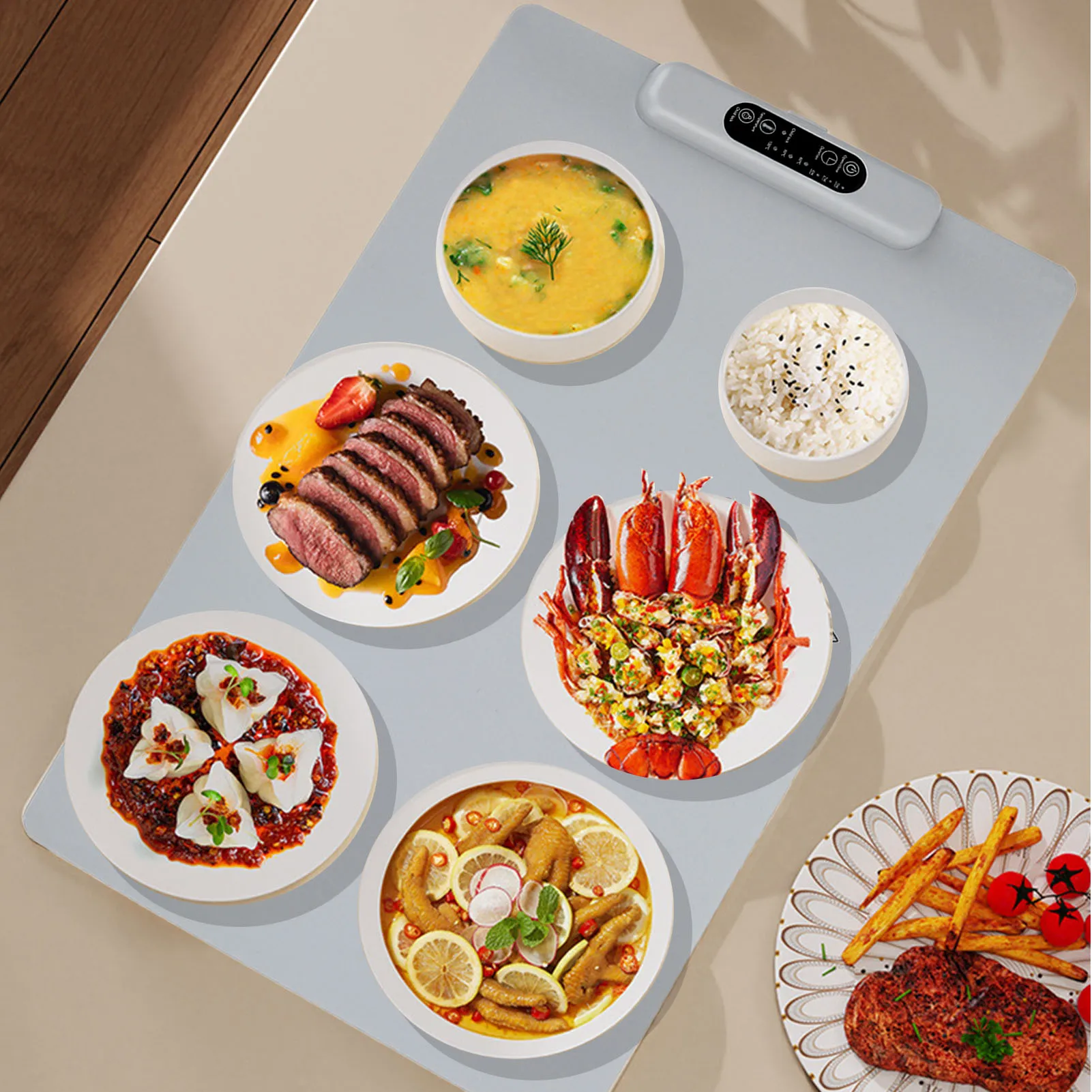 حصيرة تدفئة الطعام الكهربائية 3 تروس للتحكم في درجة الحرارة والوقت، حصيرة تسخين الطعام متعددة الاستخدامات #2