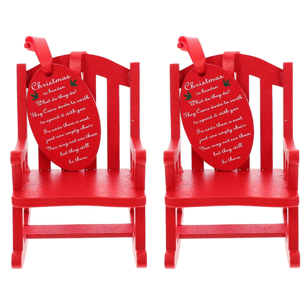

2pcs Mini Rocking Chair Pendant Wooden Xmas Tree Ornaments Decor Festival Hanging Decorations Christmas Atmosphere