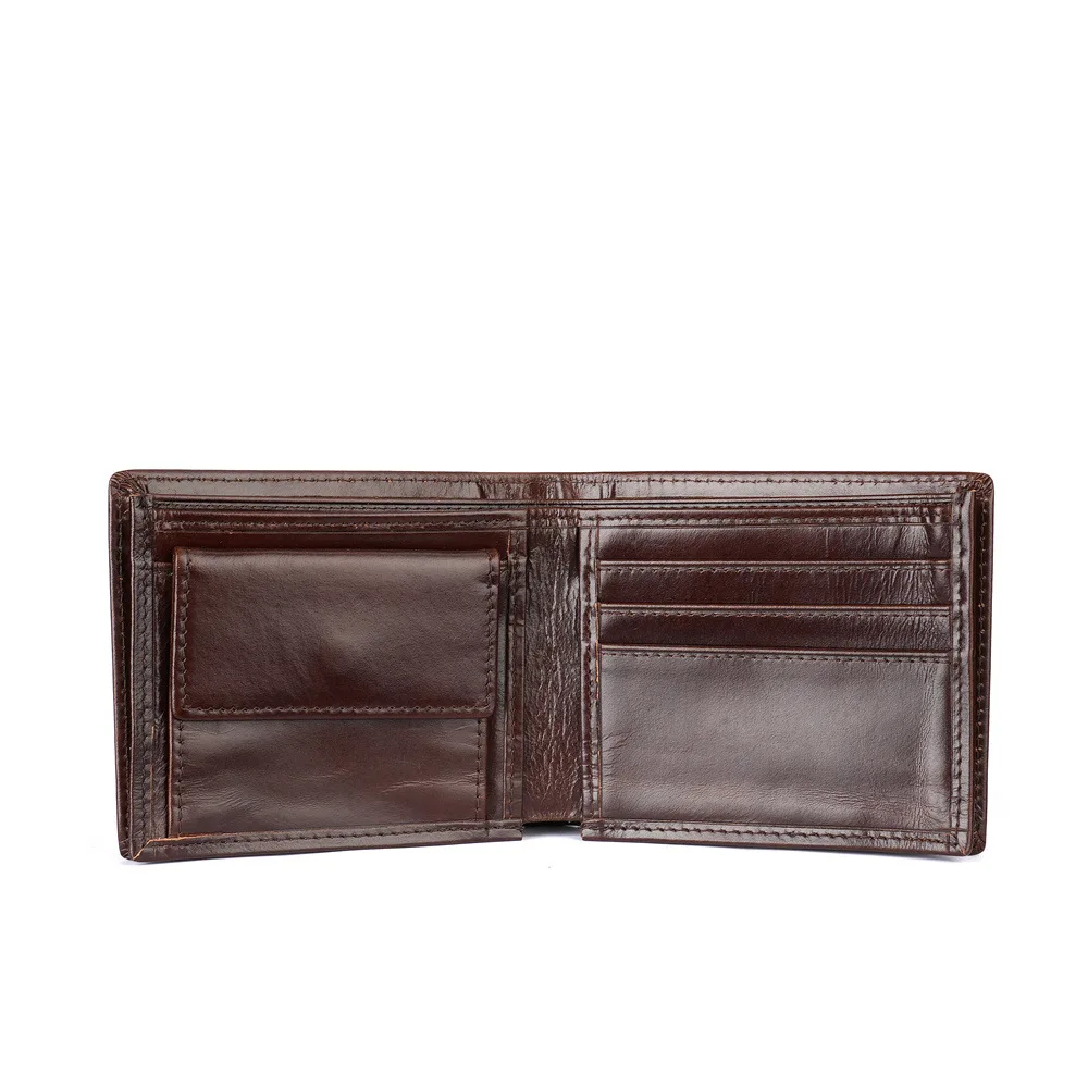 1118 Real Leather Men's Wallet, Real Leather Men's Thick Wallet, Black Card Bag, Men's Large Capacity Short Wallet