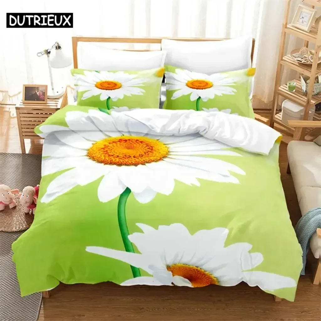 

Green Flowers Queen Comfortable Duvet Quilt Cover Pillowcase Bedding Set Children Bedroom Decoration Home Textile