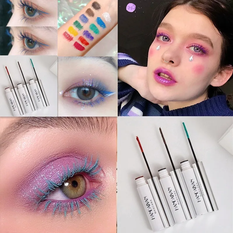 Farbige Mascara Auge Halloween Kostüm con weiß blau gelb schlanke Locke kein Ohnmacht Anfänger