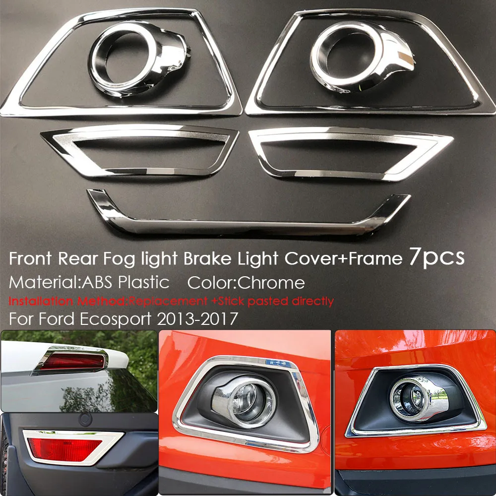 For Ford Ecosport 2013 - 2017 Car Accessories Front Rear Fog Lamp Brake Light Trim Decorative Cover Sticker ABS Plastic Chrome