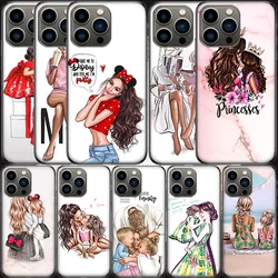 Family Mom Baby Dad Phone Case For Apple Iphone 16 15 Plus Soft 13 12 Mini Cover 11 14 Pro Max Capa X XS XR 8 7 Shell Coque Sili